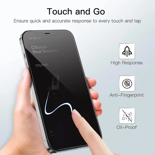 Vista 6 de JETech Protector de pantalla de cobertura completa de privacidad para iPhone 12 Pro Max de 6.7 pulgadas, película de vidrio templado antiespía