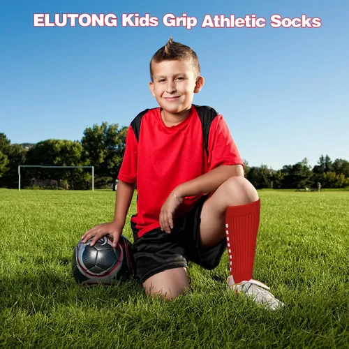 Vista 4 de ELUTONG Calcetines deportivos antideslizantes para niños, 4 pares de calcetines deportivos antideslizantes para niños y niñas de 8 a 12 años