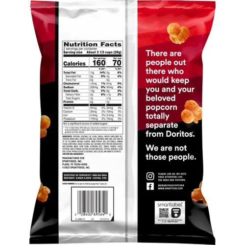 Vista 3 de The Snack Store Paquete de 8 palomitas de maíz con sabor a queso Doritos Nacho Smartfood
