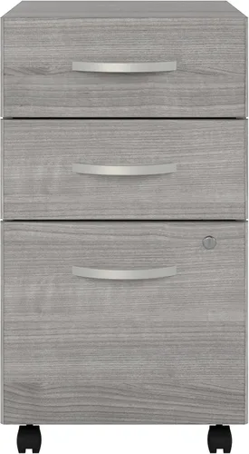 Vista 7 de Bush Business Furniture Studio C - Archivador móvil de 3 cajones en gris platino Unidad de almacenamiento de oficina ensamblada para el hogar