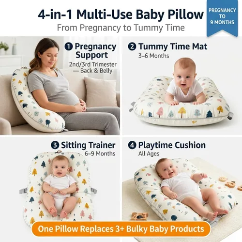 Vista 4 de Almohada de lactancia para lactancia materna y biberón, almohada de lactancia con correa ajustable en la cintura, almohada de alimentación