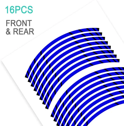 Vista 3 de KETABAO - Adhesivos para llantas de 17.2 in, diseño de rayas, S06, para Yamaha YZF, R6, R1, MT03, MT125, TRACER 700, MT09, FZ25, MT07 y MT10 (azul)