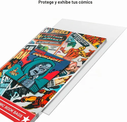 Vista 5 de 100 bolsas y tableros de cómics de la edad plateada – Tableros de cómics reutilizables y bolsas para almacenamiento de cómics, bolsas de cómics
