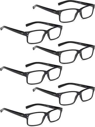 Vista 10 de LUR Gafas de lectura paquete de 5 lectores de plástico cómodos con bisagra de resorte (3 negro + 2 tortugas)