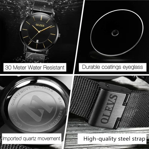Vista 4 de OLEVS Relojes económicos para mujer, reloj analógico de cuarzo para negocios, de acero inoxidable, clásico, impermeable, reloj de pulsera único