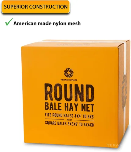 Vista 7 de Texas Haynet - Red de heno de pacas redondas de alimentación lenta - Alimentador de pacas redondas duradero para caballos - Red de nailon resistente