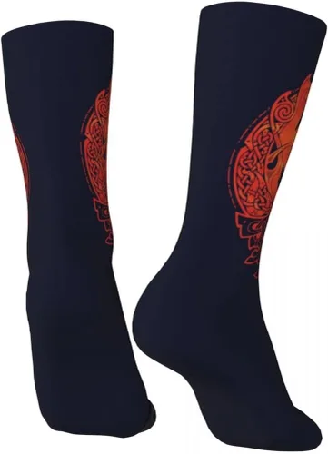 Vista 3 de Viking Fenrir - Calcetines deportivos para hombre, calcetines deportivos negros de lobo nórdico para 9-12, calcetines deportivos cómodos