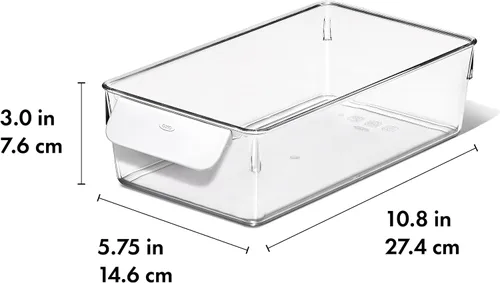 Vista 6 de OXO Good Grips Contenedor de Organización para Refrigerador 5 in x 10 in - para Contenedores de Bayas, Tazas de Yogur y Más