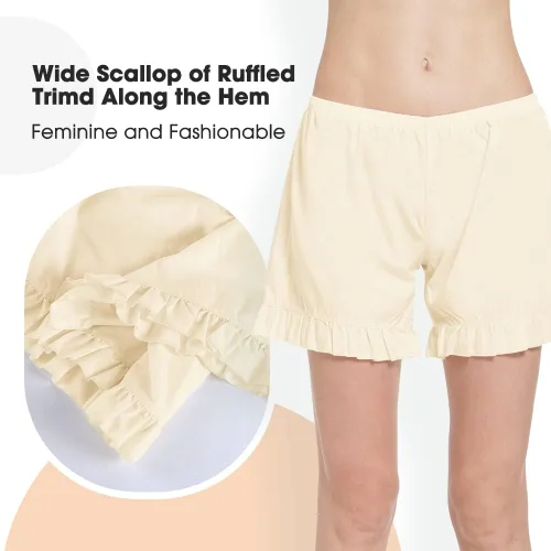 Vista 4 de MANCYFIT Culottes de algodón con dobladillo con volantes para mujer, pantalones cortos de 5 pulgadas de entrepierna