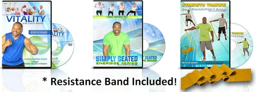 Vista 2 de Sistema de DVD de ejercicio para personas mayores 5 DVDs + banda de resistencia + ejercicios de equilibrio + guía de nutrición + 3 regalos
