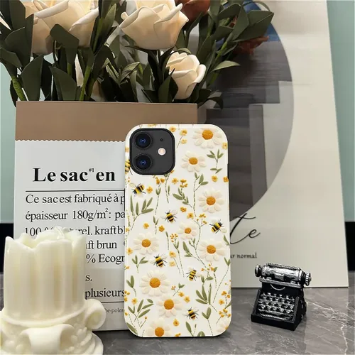 Vista 6 de Funda para iPhone 11, Diseño de Abejas y Girasoles - Protección Híbrida Dual Silicona + PC Duro Resistente a Golpes Funda Protectora Completa
