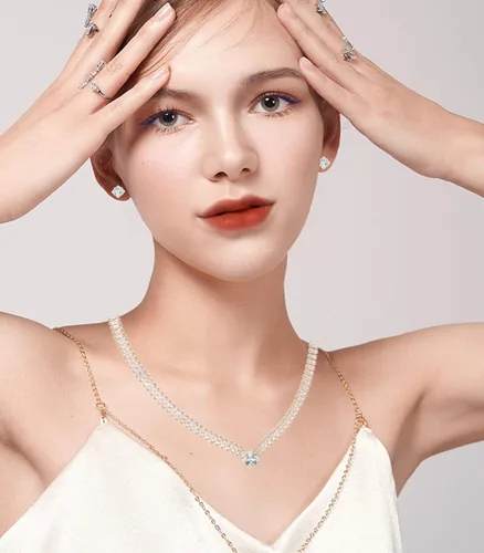 Vista 8 de huiphong Juego de joyas de novia para mujer, collar de boda, joyería hipoalergénica para fiesta, circonita cúbica AAA blanca brillante, adecuado