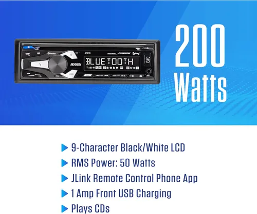 Vista 2 de Jensen JCR311 Estéreo de coche con pantalla LCD de 10 caracteres DIN único con reproductor de CD Llamadas manos libres Bluetooth y transmisión