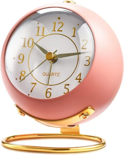 Vista 14 de Tetino Relojes despertadores analógicos, retroiluminación retro, bonito diseño simple, pequeño reloj de escritorio con luz nocturna, silencioso sin