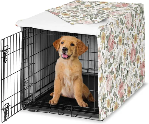 Vista 26 de Sweet Jojo Designs Funda para Jaula de Perro Mediano de 36 Pulgadas (Floral Bohemio) para Jaulas de Mascotas para Niñas, Fundas para Perreras Óxido