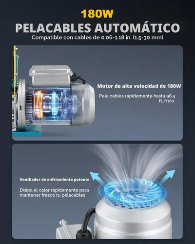 Vista 4 de CREWORKS Máquina peladora de cables eléctrica de 180 W, máquina peladora automática de cables de 0.06 a 1.18 pulgadas, herramienta de pelado