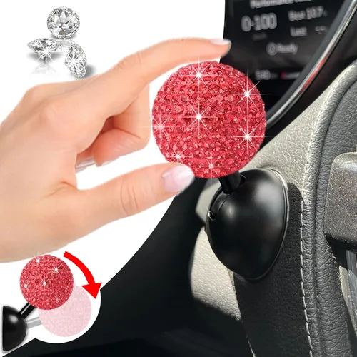 Vista 7 de Cubierta de Botón de Arranque de Coche con Diamantes Bling - Accesorios Lindos para Interior de Mujeres, Decoración de Botón de Arranque del Motor