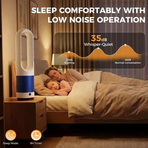 Vista 3 de NEWBULIG Ventilador de torre sin aspas de 22 pulgadas para dormitorio, ventilador silencioso oscilante de 80°, 8 velocidades, temporizador de 9H