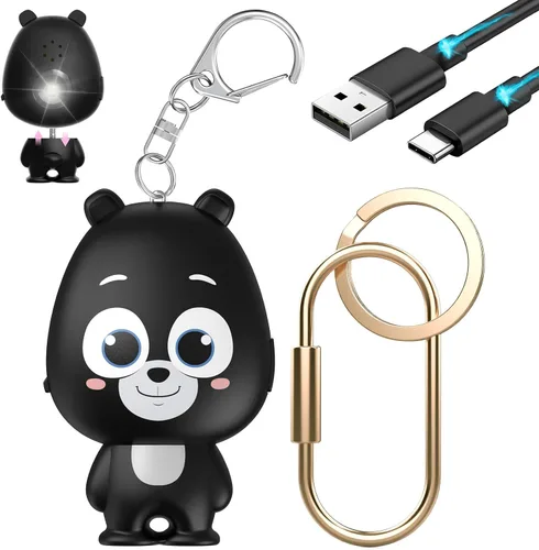 Vista 8 de Alarma de seguridad personal para mujeres, alarma personal recargable para mujeres, niños y ancianos, sirena fuerte de 130 dB, luz estroboscópica