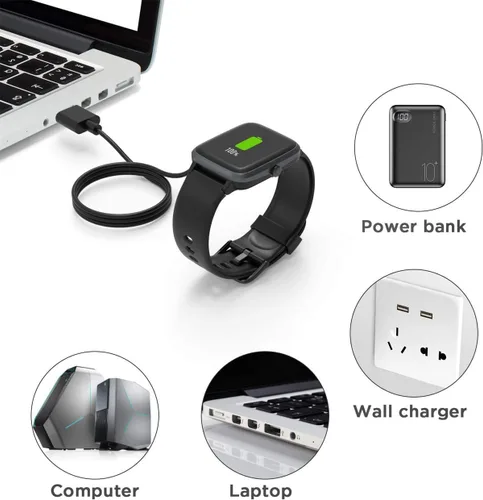 Vista 6 de Aliwisdom Paquete de 2 cargadores universales para reloj inteligente magnético, accesorios de reloj de 23.6 in, USB, 2 pines, 0.300 in, cable
