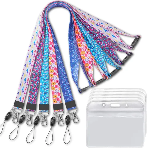 Vista 8 de YOUOWO Paquete de 5 bonitos cordones para mujeres y niños, tarjetas de identificación y portatarjetas, ancho de 0.79 pulgadas (0.8 in)