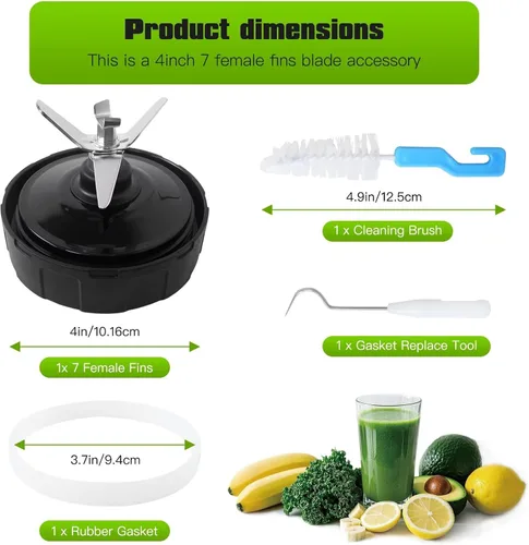 Vista 4 de Homesweet 7 aletas mezclador cuchilla extractor asamblea compatible para Ninja CL405CO, DB751A, BL910, AMZ493BRN, AMZ012BL