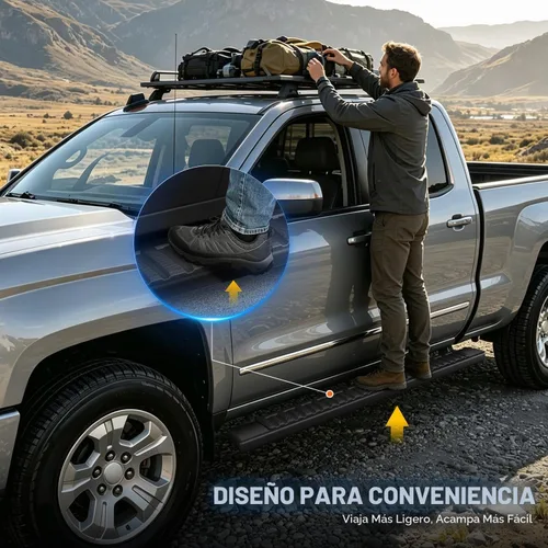 Vista 5 de Estribos de aluminio negro de 6 pulgadas, barras Nerf compatibles con Silverado Sierra 1500 2500 3500 Crew Cab 07-19