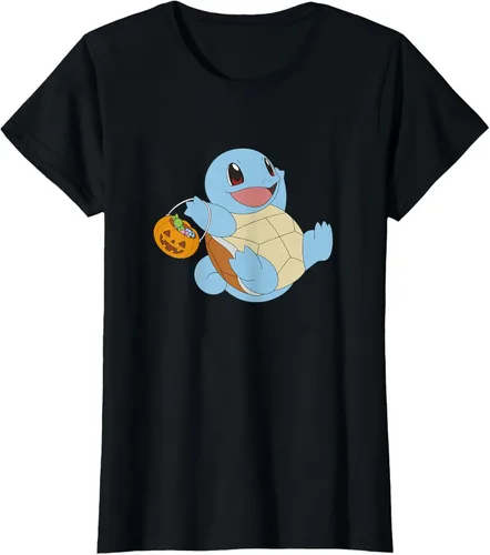 Vista 30 de Pokémon Halloween Squirtle With His Trick or Treat Basket Camiseta, Negro