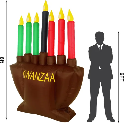 Vista 2 de Liliful Kwanzaa Menorah - Decoración inflable de 8 pies de herencia africana para patio al aire libre, letreros inflables para fiestas, iglesias