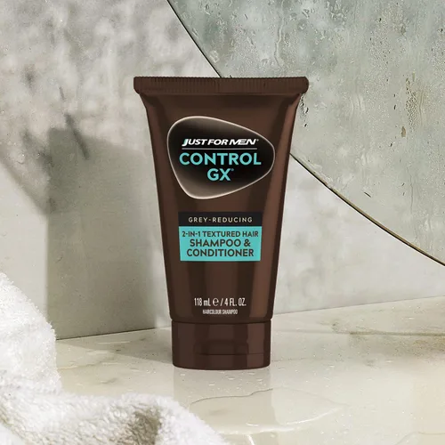 Vista 5 de Just for Men Control GX - Champú reductor gris para cabello texturizado, color gradual de cabello para hombres con queratina, 4 onzas líquidas