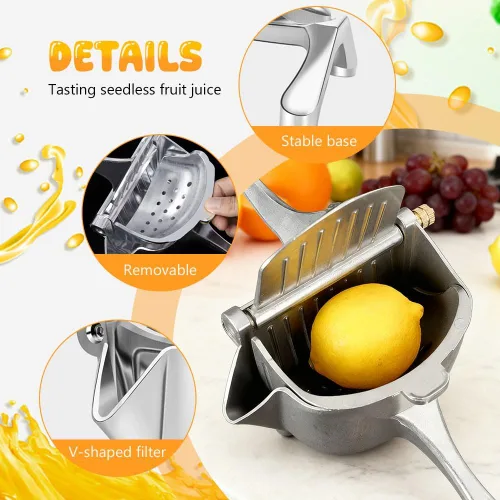 Vista 4 de Extractor de jugo de frutas frescas, exprimidor de mano 2026, exprimidor de limón, prensa manual con agarre ergonómico para una extracción eficiente