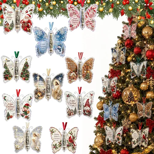 Vista 9 de Regalo de dinero en efectivo de Navidad, adorno de mariposa, decoración de 5PCS-B