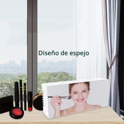 Vista 5 de Reloj despertador digital, pantalla LED grande con espejo con función de repetición, brillo ajustable, adecuado para el hogar, dormitorio, sala