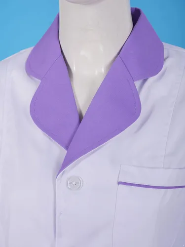 Vista 5 de Lorilida Vestido de manga larga con botones frontales para hospital, enfermera, médico, vestido de uniforme de laboratorio
