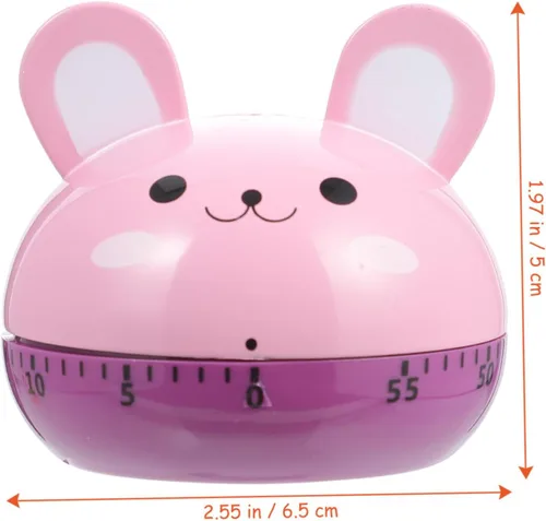 Vista 2 de 2pcs Cartoon Kitchen Countdown Timer Mechanical Food Preparation Timer Cute Bear Rabbit Design for Baking Cooking Egg Boiling Home Use