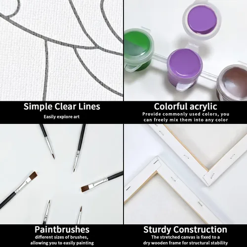 Vista 4 de VOCHIC Kits de Fiesta de Pintura para Parejas Lienzo Predibujado para Adultos Pintura y Bebida Juegos de Noche de Cita para Parejas Conjunto