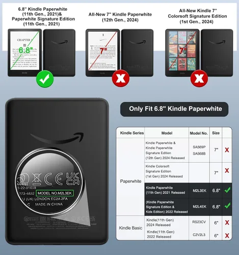 Vista 2 de MoKo Funda para Kindle Paperwhite de 6.8" 11ª generación 2021 y Kindle Paperwhite Signature Edition, ultra transparente, suave, flexible