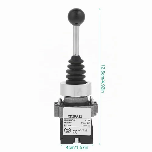 Vista 2 de 2NO Interruptor de palanca de mando de retorno de resorte Interruptor de control momentáneo de 2 posiciones de grado industrial para XD2PA22CR