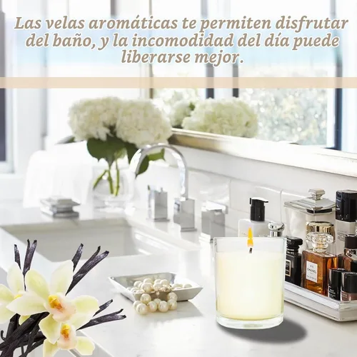 Vista 4 de 12 velas de soja blanca a granel de 6 onzas, juego de velas perfumadas de vainilla, velas de aromaterapia a granel, gran vela perfumada para aliviar