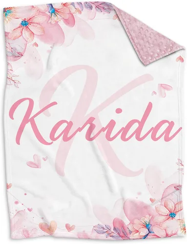 Vista 9 de Mantas de bebé personalizadas para niñas con nombre, manta de rosa rosa para bebé, niña, recién nacida, artículos esenciales imprescindibles