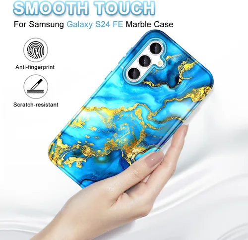 Vista 3 de Lamcase Funda para Galaxy S24 FE, resistente a prueba de golpes, híbrida de policarbonato duro, TPU suave, protección contra caídas de tres capas