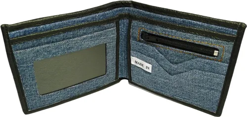 Vista 4 de Bijoux De Ja Monedero Billetera Billetera Pequeña Vaquera Azul Unisex, Mezclilla azul, Cartera francesa
