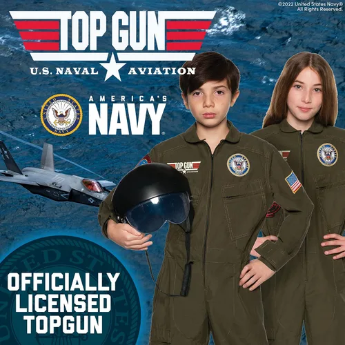 Vista 2 de UNDERWRAPS TOPGUN - Disfraz de piloto de combate Con licencia oficial de US NAVY TOPGUN
