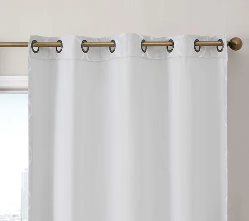 Vista 3 de HLC.ME Versailles - Paneles de cortina de ventana con ojales de celosía flocada con bloqueo completo 100% y aislamiento térmico - Ahorro de energía
