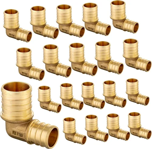 Vista 8 de Paquete de 10 codos reductores de crimpado GUOFIS PEX, 3/4" x 1/2" LF latón PEX montaje codo de 90 grados para tubería Pex (PEX1807064-10)