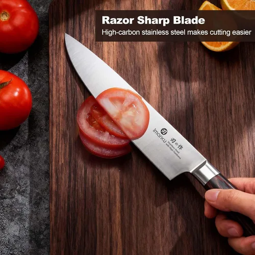 Vista 12 de imarku - Cuchillo de cocina profesional de 8 pulgadas, acero japonés HC