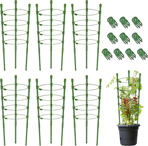 Vista 10 de Legigo Paquete de 3 jaulas de soporte para plantas, jaulas de tomate para jardín, estacas ajustables de 18 pulgadas para plantas enrejadas, anillos