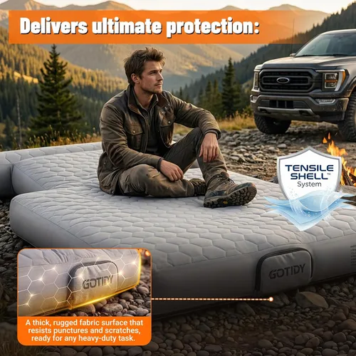 Vista 7 de Colchón de cama de camión de 5.5 a 5.8 pies para camioneta de tamaño completo, carcasa extensible extra resistente y cómoda, colchón de aire