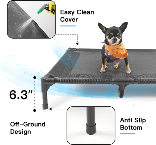 Vista 3 de suddus Cama elevada para perros medianos, cuna refrescante de doble soporte con malla Teslin, cama portátil impermeable para mascotas