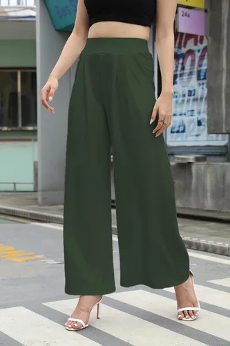 Vista 3 de SHINFY Pantalones palazzo elásticos de pierna ancha para mujer (S-3XL)